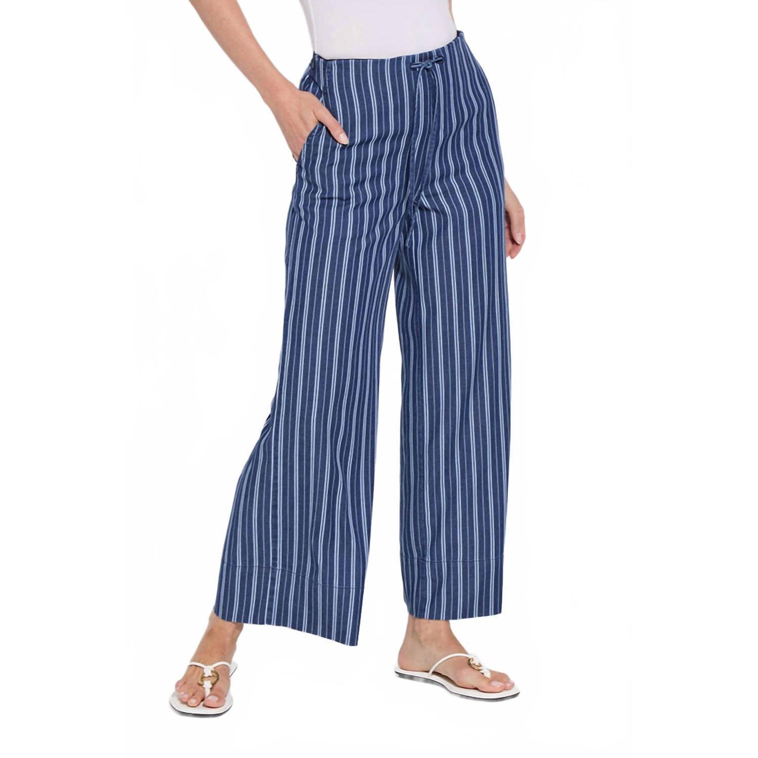 Lysse Navy & White Vertical Stripe Wide-Leg Trousers